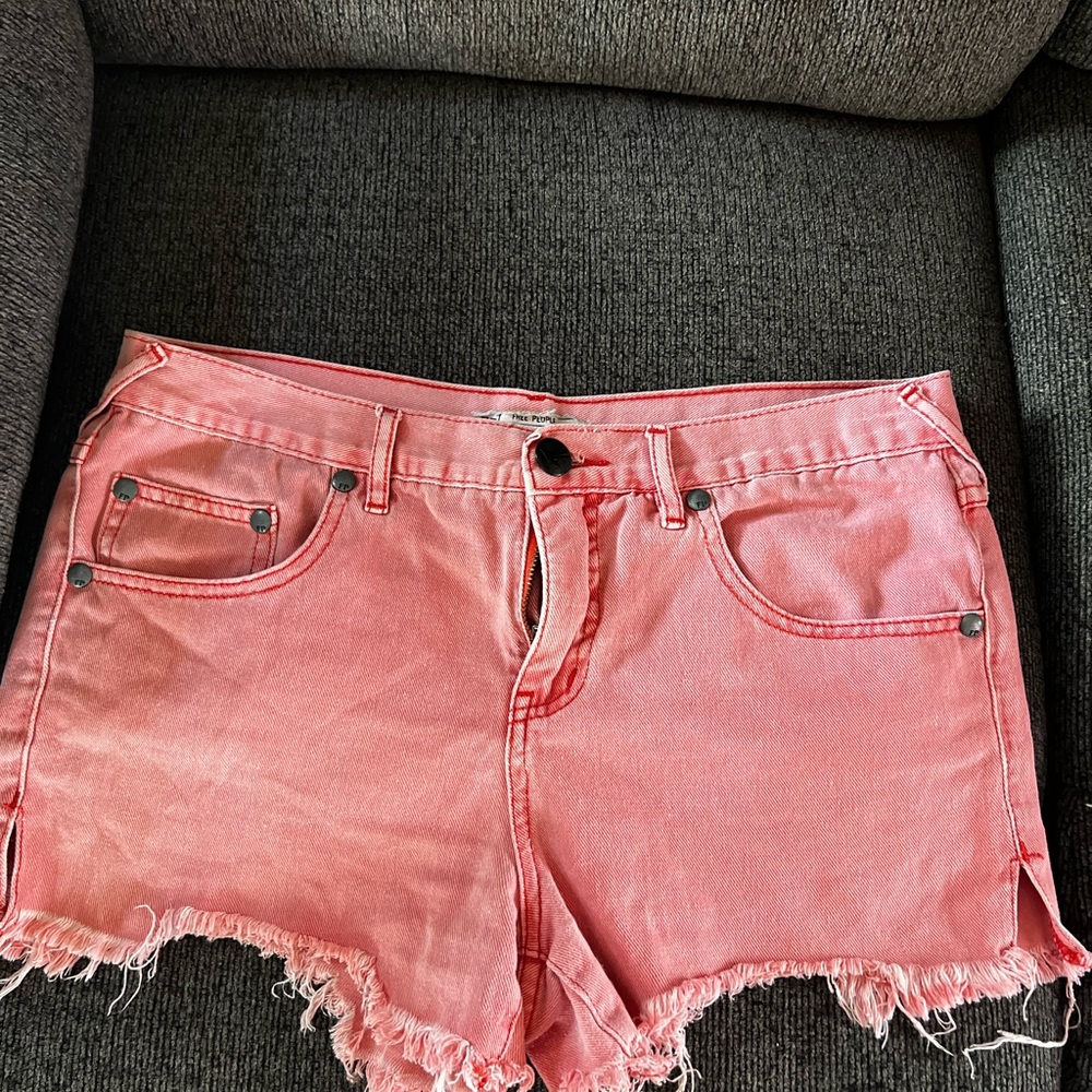 Free People Pink Denim cutoffs
